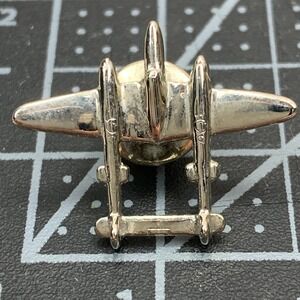 Vintage Silver Tone P-38 Lightning Twin-Engine Airplane Tie Tack Lapel Pin